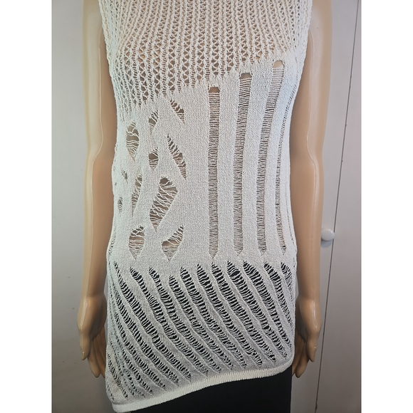 Zara Cream Crochet Knit Tank Top Festival Boho Sleeveless Size Large - Picture 8 of 12